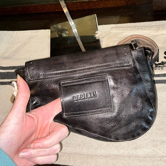 Bed Stu Distressed Black Leather Crossbody Bag - Picture 11 of 15